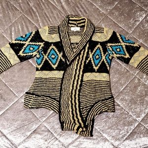 Cream and turquoise sweater